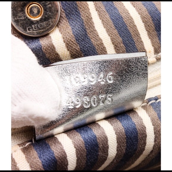 Gucci Metallic Silver GG Canvas Leather Trim Tote - Picture 7 of 8